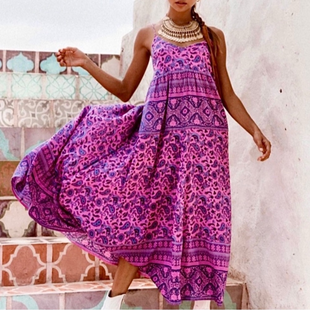 Bohemian Pink and Purple Maxi Dress